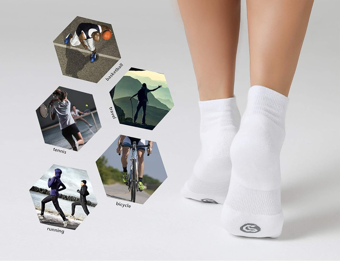 6 Pairs Women'S Running Ankle Socks Athletic Sport Socks Cushioned