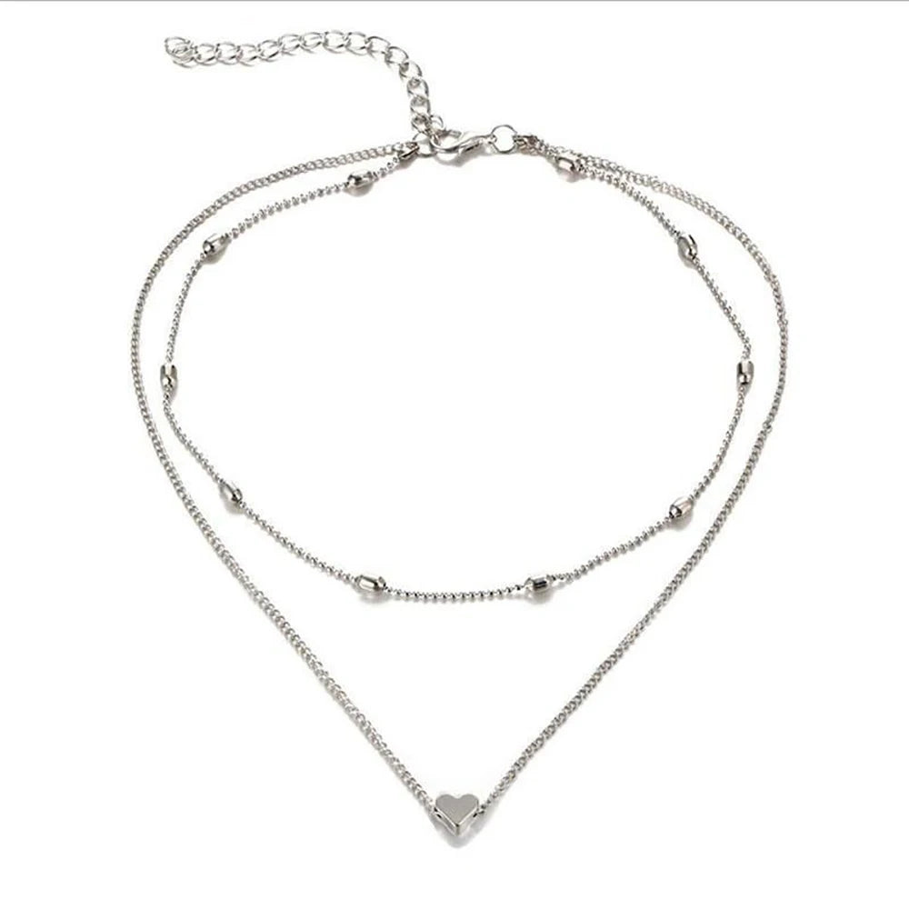 Women Heart Ankle Chain Leg Chain Double Layer Ankle Bracelet Layering Chain Fashion Jewelry Foot Bracelet Accessories